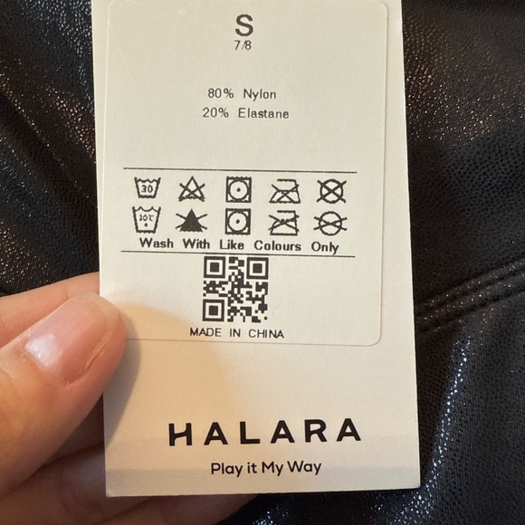 Halara, Foil Print Faux Leather Leggings , black, size small - Picture 9 of 9